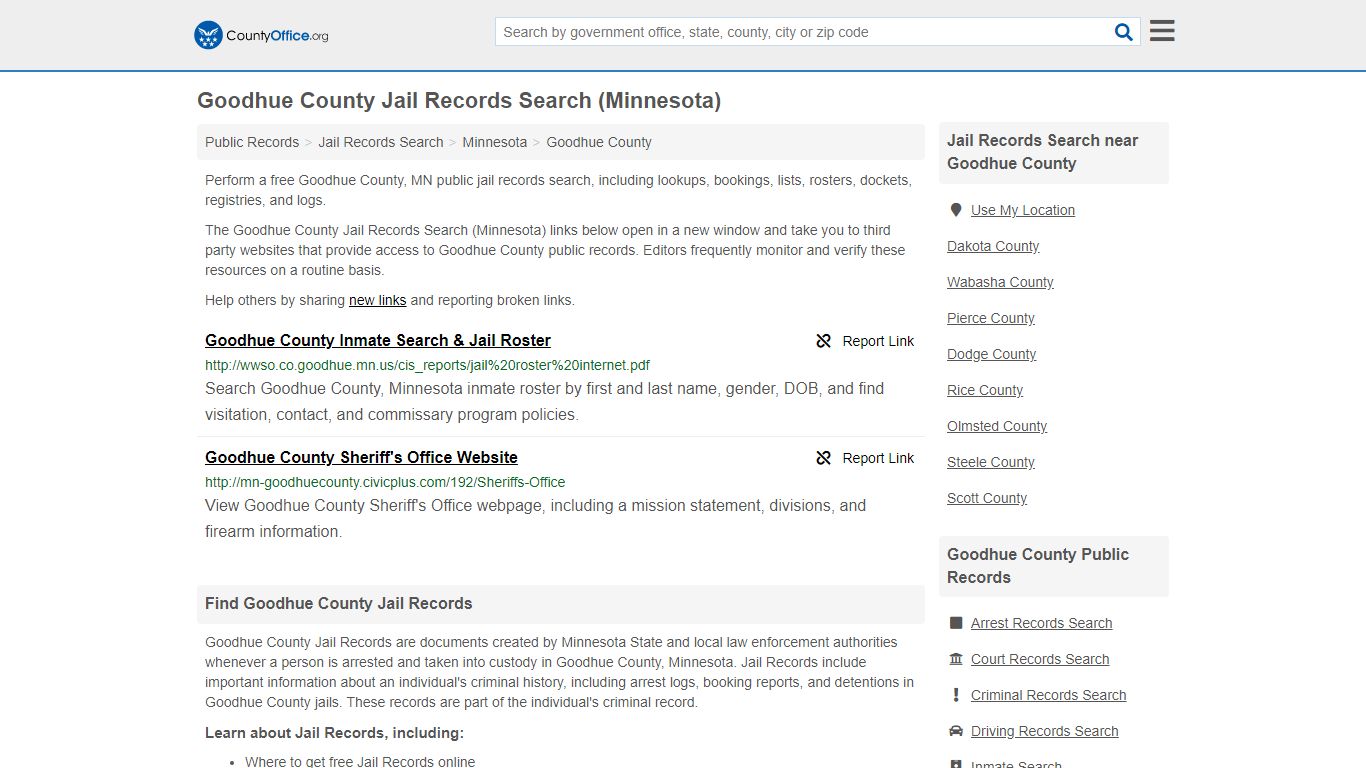 Jail Records Search - Goodhue County, MN (Jail Rosters ...